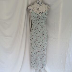 Thirty/Thirty Empired Sheer Floral Print Women Dress Size L Cottagecore Y2K vibe